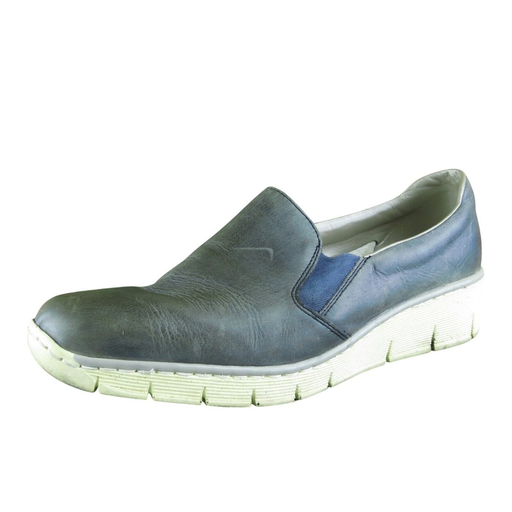 Rieker‎  Women Slip-On Shoes Size 40 Medium Gray Leather Slip On